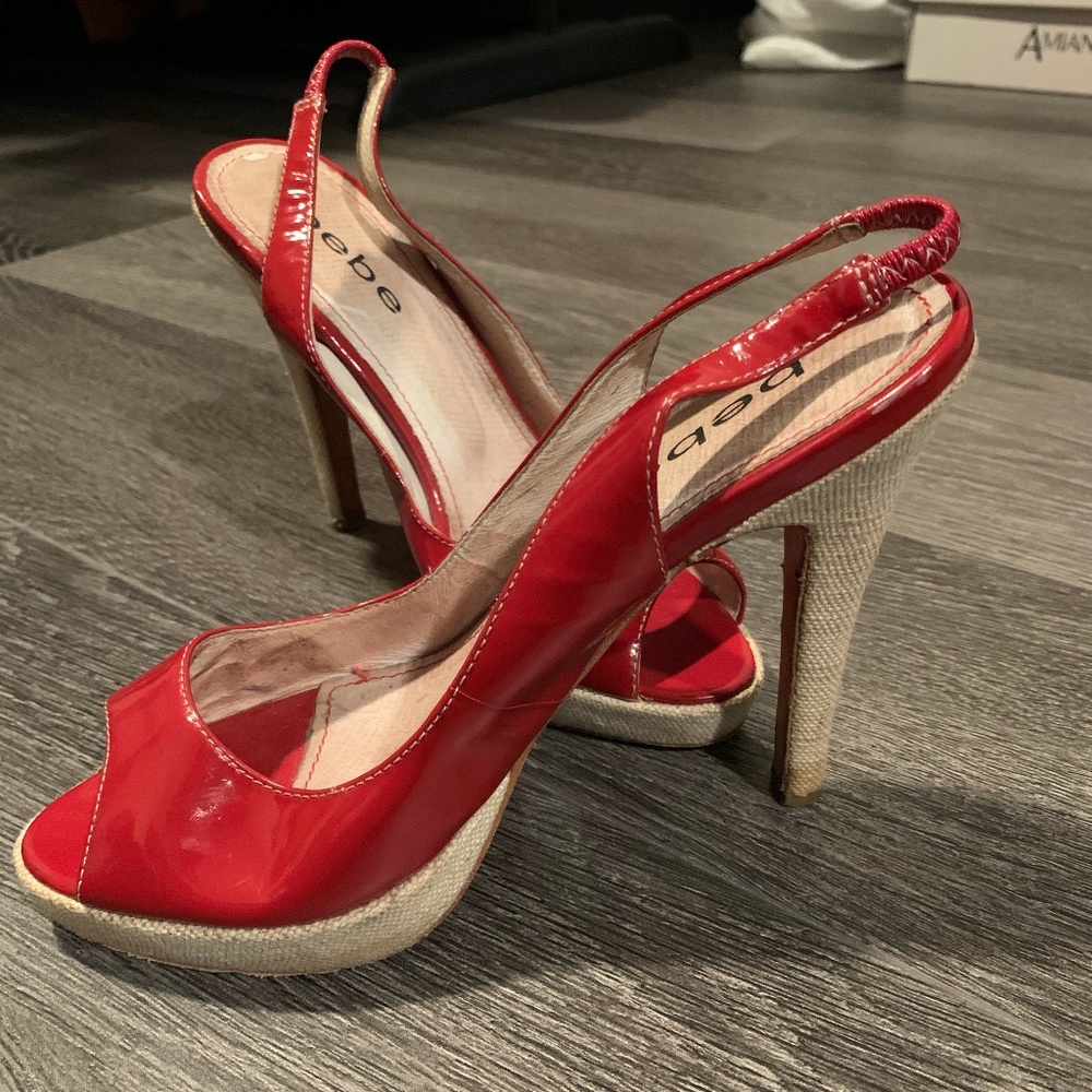 Red Sling BEBE Heel